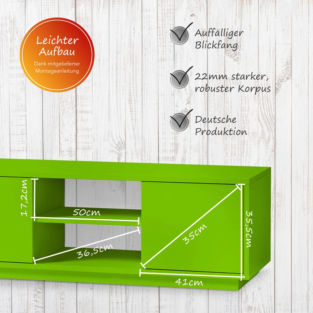 TV-Lowboard Eyecatcher farbige HiFi-Kommode mit zwei Türen und zwei Fächern
