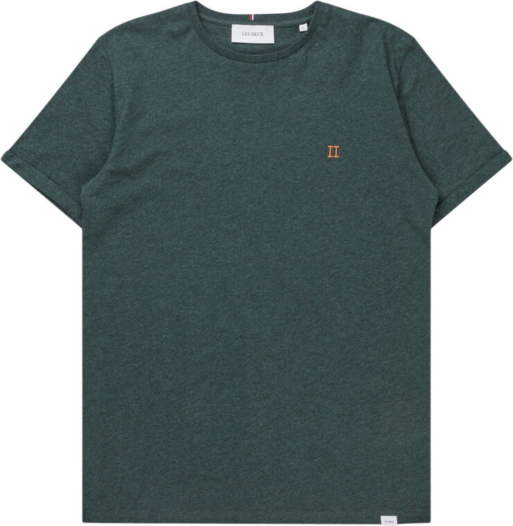 Les Deux Nørregaard T-Shirt - Seasonal Pine green melange/orange