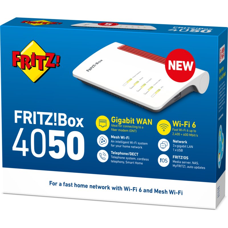 Box 4050 routeur sans fil Gigabit Ethernet Bi-bande (2,4 GHz / 5 GHz) Blanc, Rouge