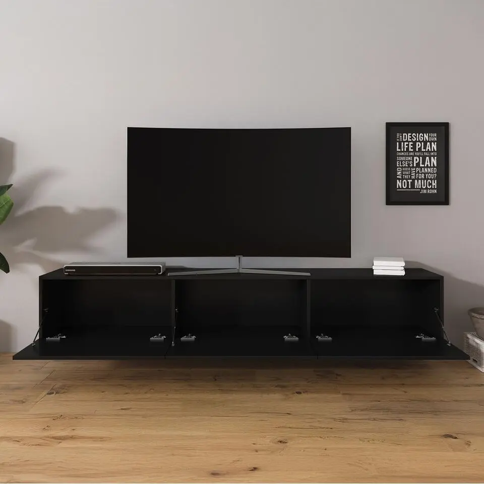 Meubella - TV-Meubel Bonzo - Mat Zwart - 180 cm