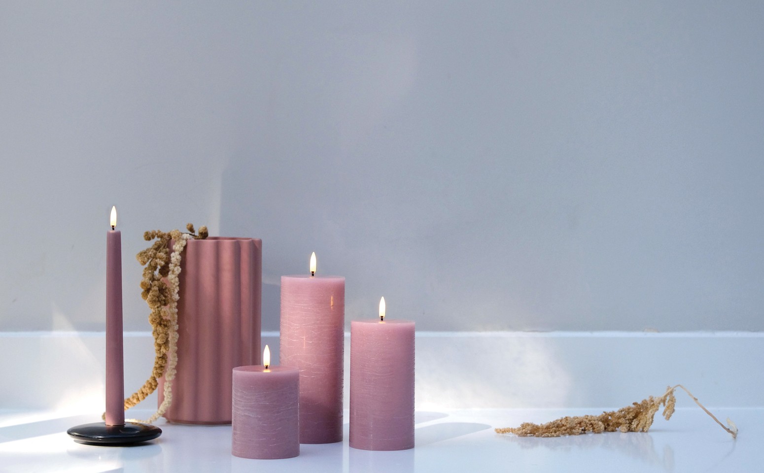 Uyuni - LED blok lys - Light lavender, Rustic - 7,8x20,3 cm