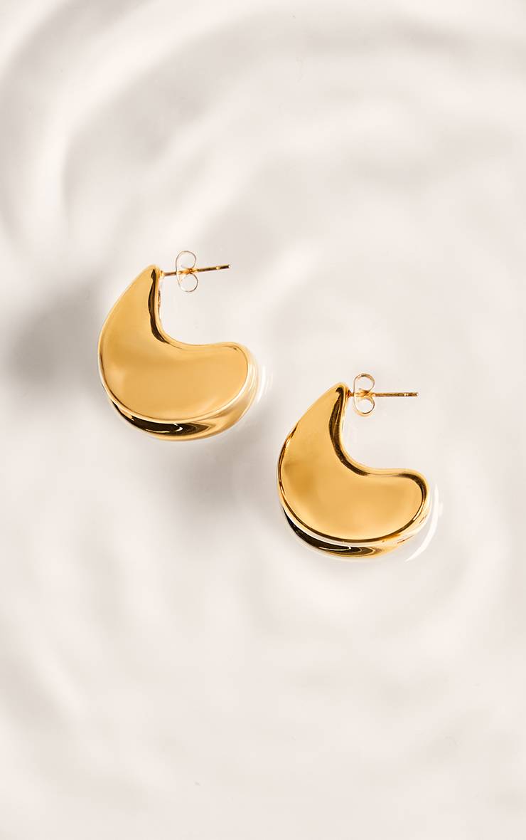 Doré Boucles D'oreilles Synthétiqueces Striées Résistantes À L'eau