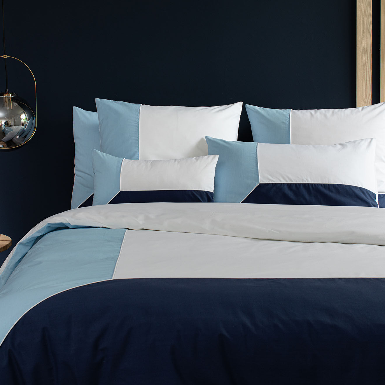 Perle de Coton Parure housse de couette 100% Percale de Coton Paloma marine