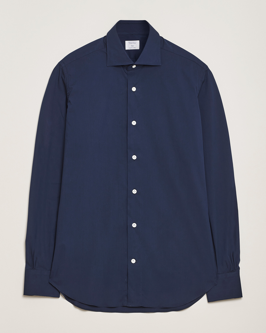 Mazzarelli Soft Cotton/Stretch Cut Away Shirt Navy