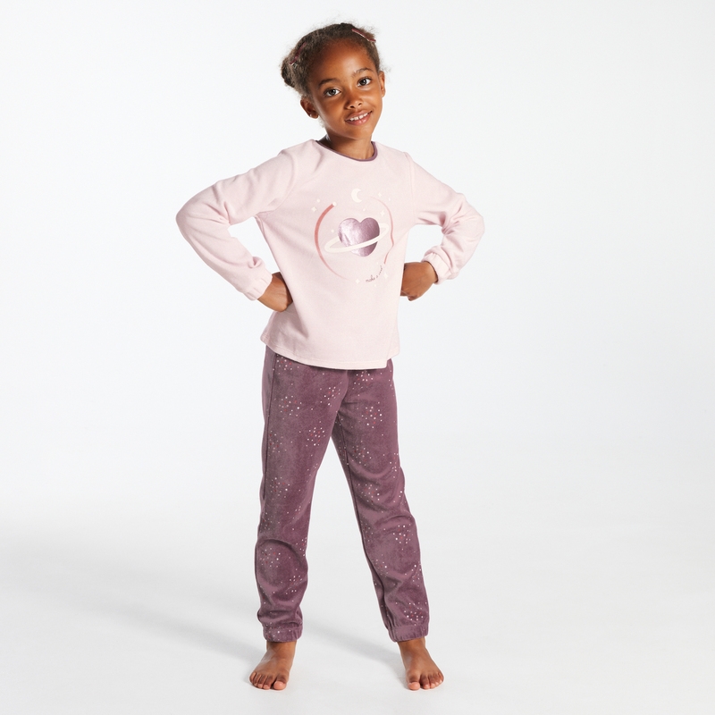 Pyjama 2 pièces à motif phosphorescent rose fille