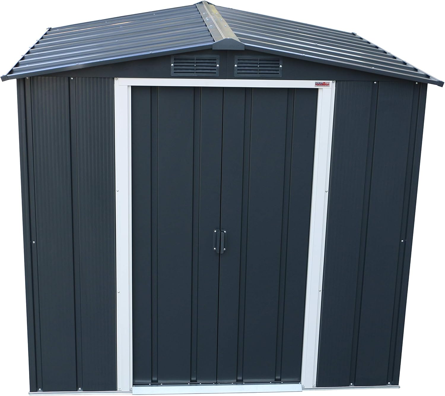 Duramax ECO 6 x 6 (3.33 m²) Metallgerätehaus, feuerverzinktes Metall gerätehaus - Geräteschuppen, verstärkte Dachkonstruktion, wartungsfreier und wetterfester Metallschuppen, Anthrazit