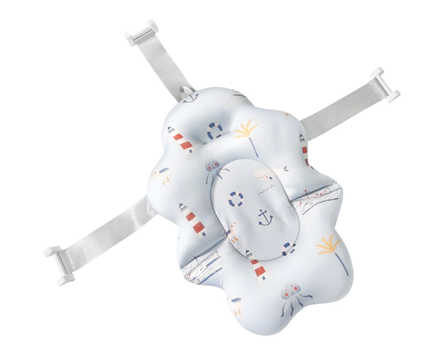 Kikkaboo Baby Badekissen Nubo Wannenauflage Badehilfe Kunststoff-Clips ab Geburt blau