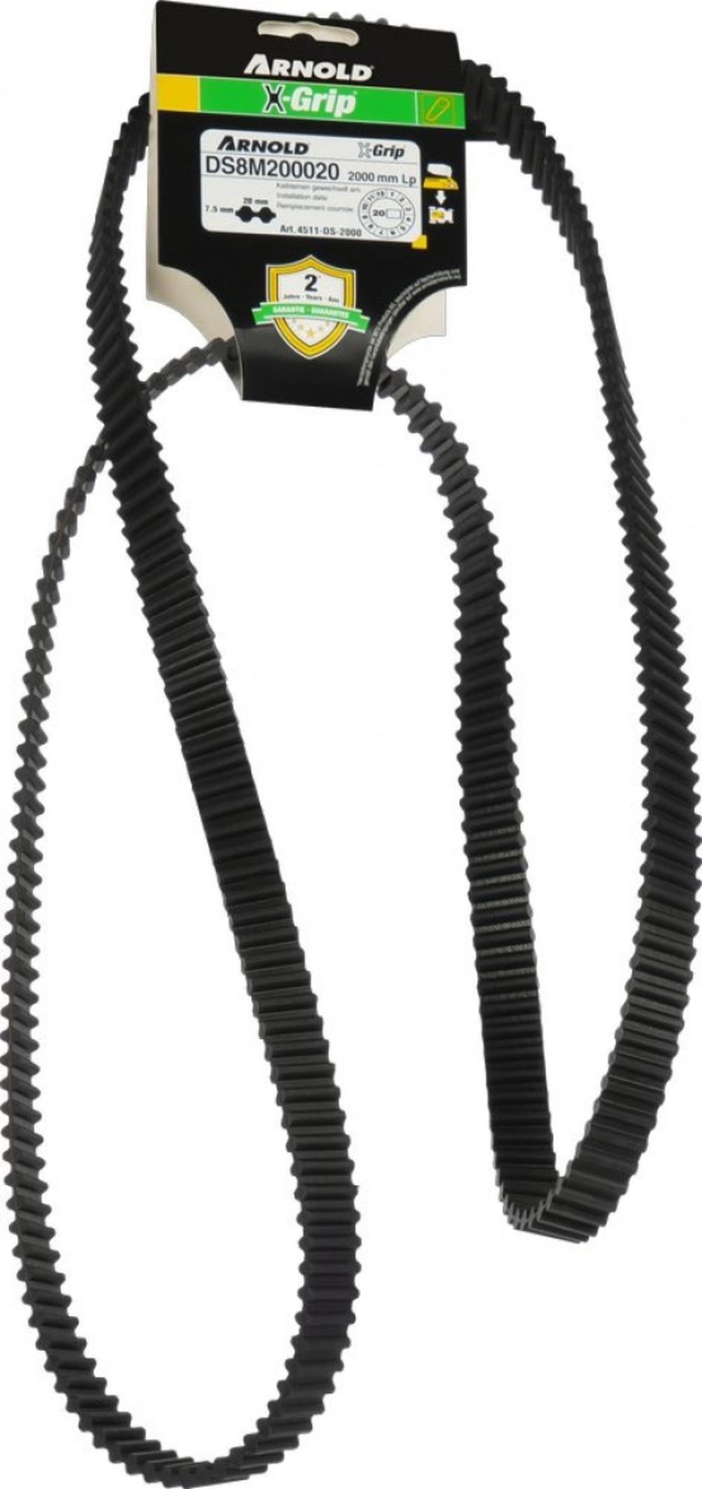 Courroie dentée trapézoïdale x-grip de type 20ds8m2000