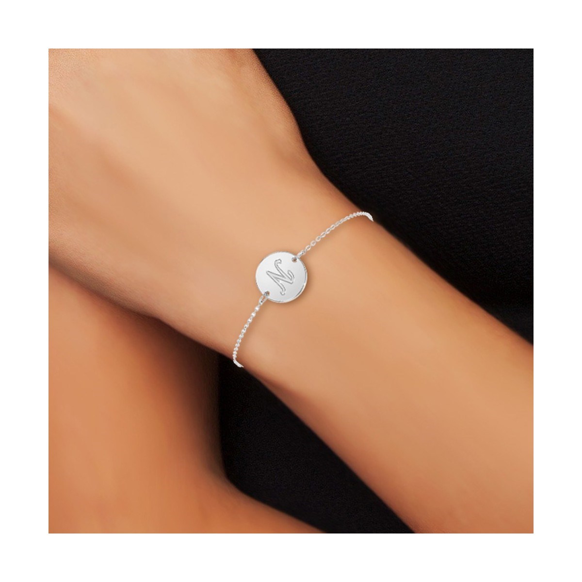 Bracelet lettre N en acier inoxydable SC Crystal