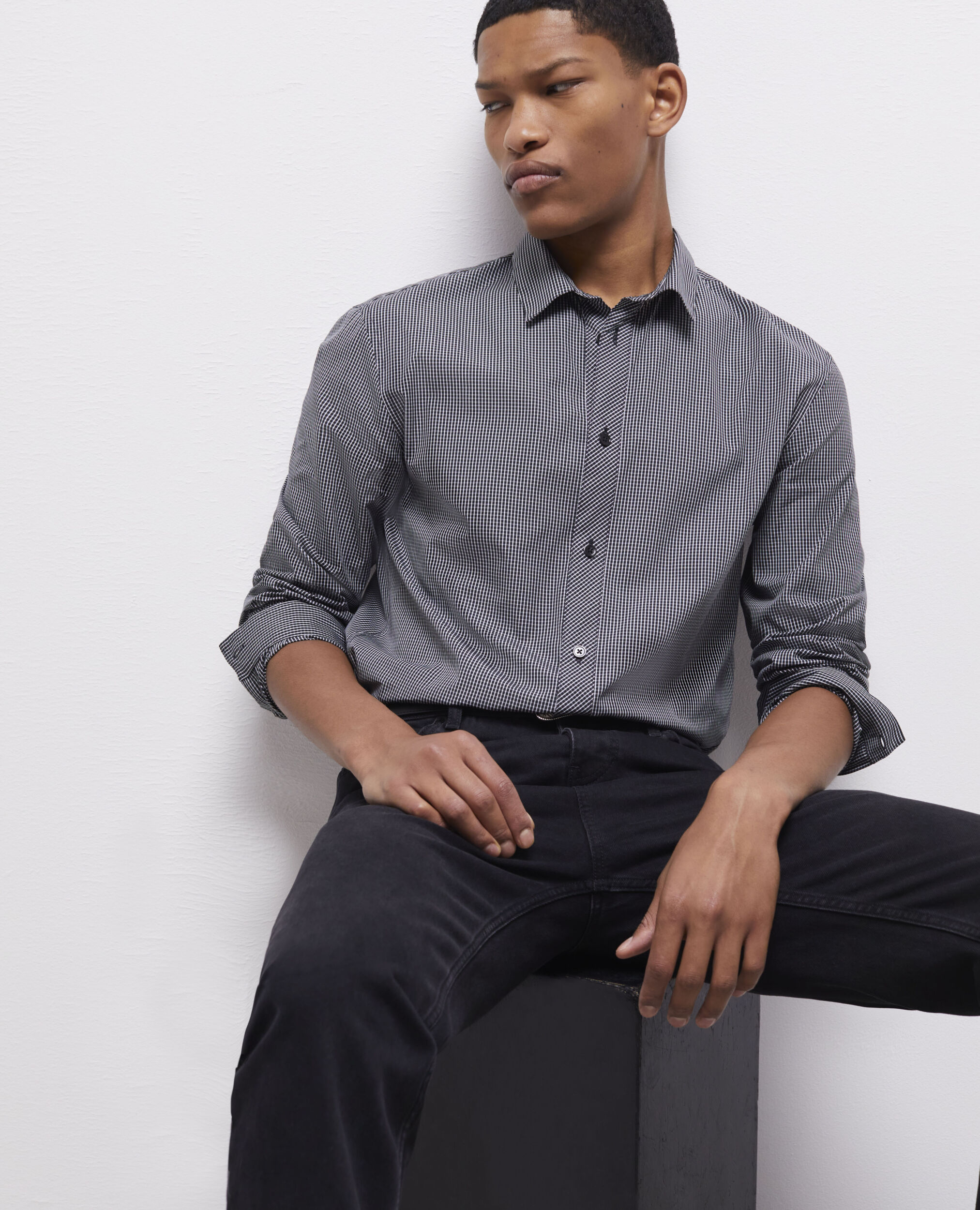 Chemise col classique à carreaux
