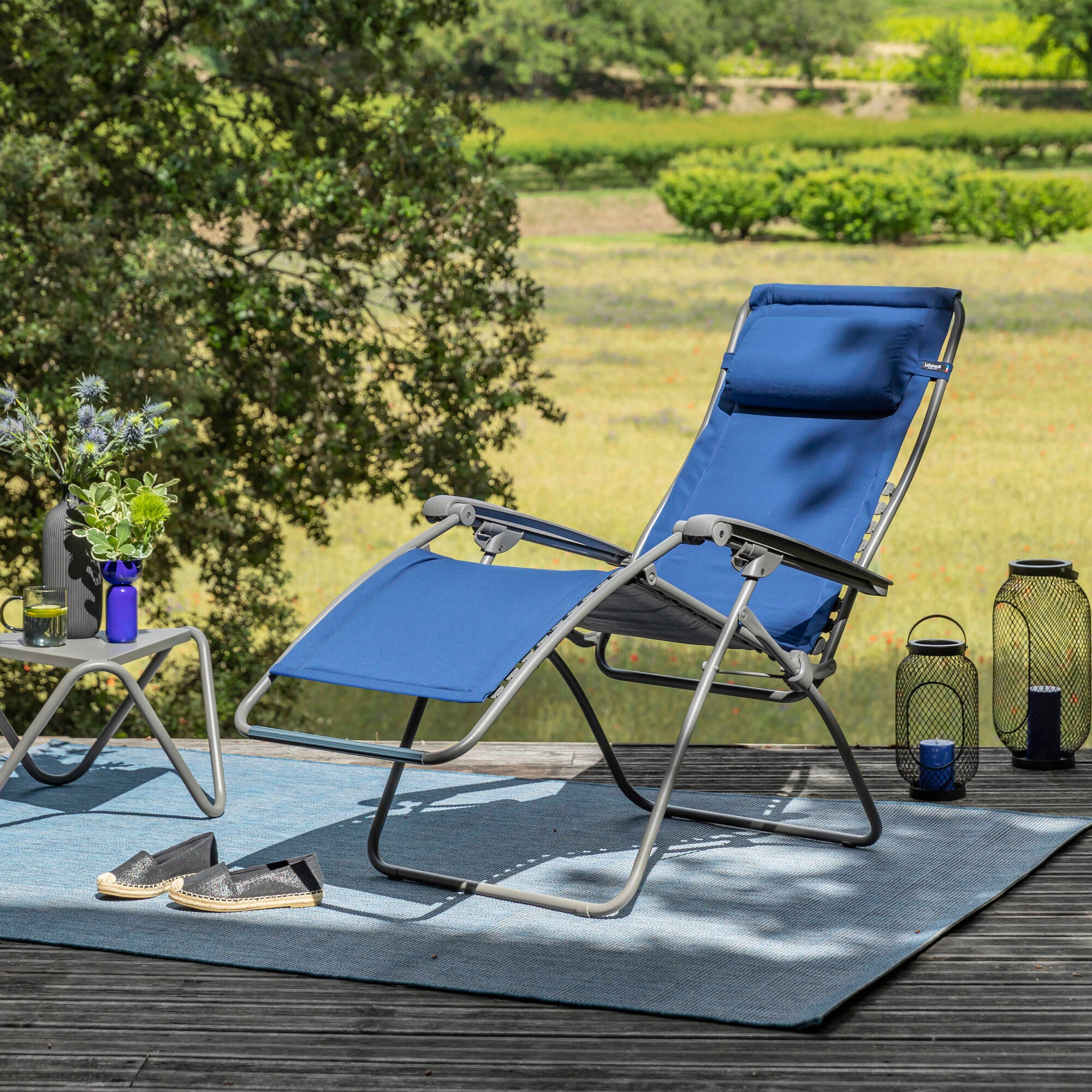 Gepolsterte Zero-Gravity-Relaxliege RSX Clip LightComfort® Blau Denim