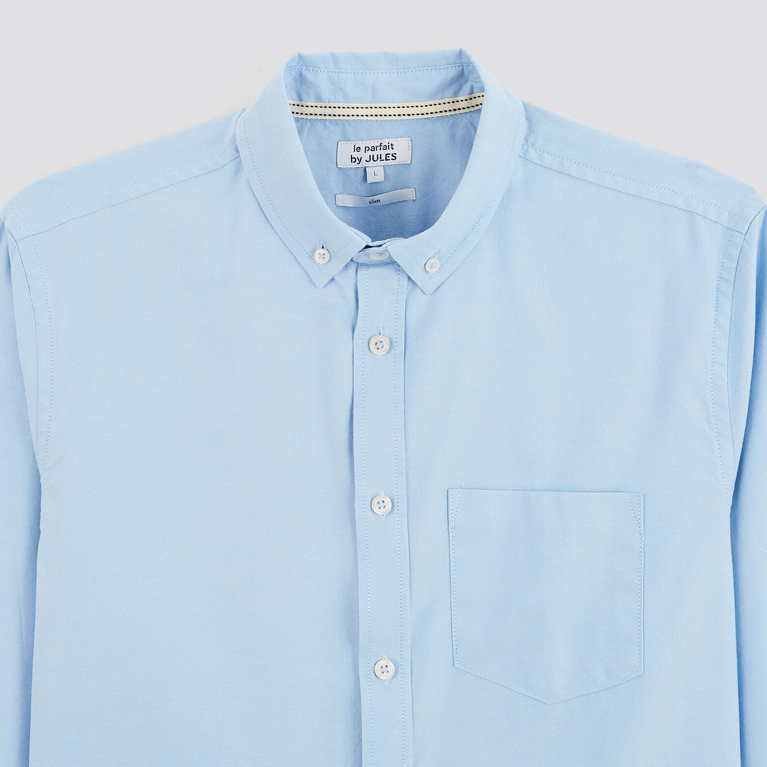Chemise oxford unie 'le parfait by JULES' coton bi Bleu clair