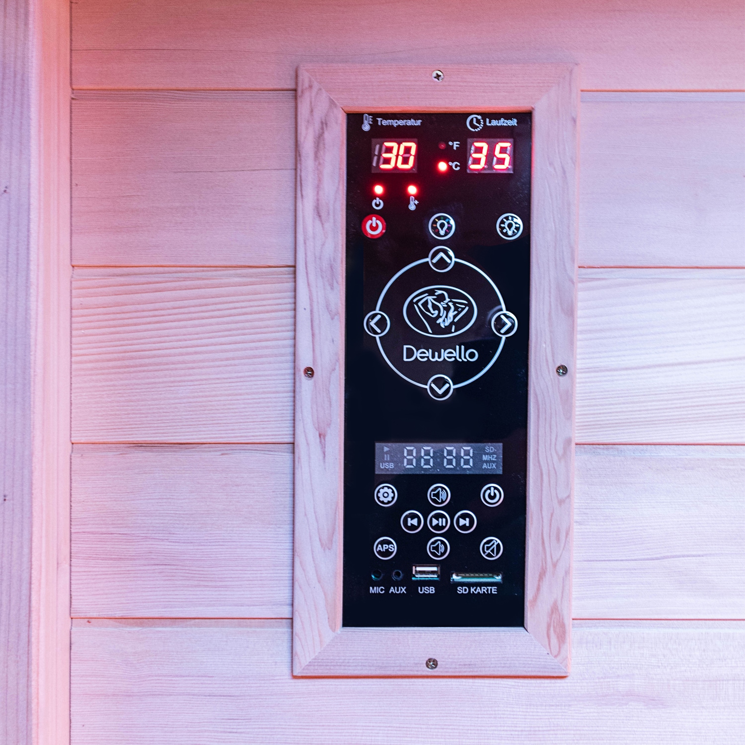 Dewello® Infrarotkabine Infrarotsauna HAMLIN 130cm x 105cm inkl. 5 Vollspektrumstrahler, Bodenstrahler, 2 Personen, LED