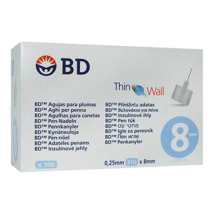 BD Thin Wall Pen-Nadeln 0,25 31 Gx8 mm, 100 St