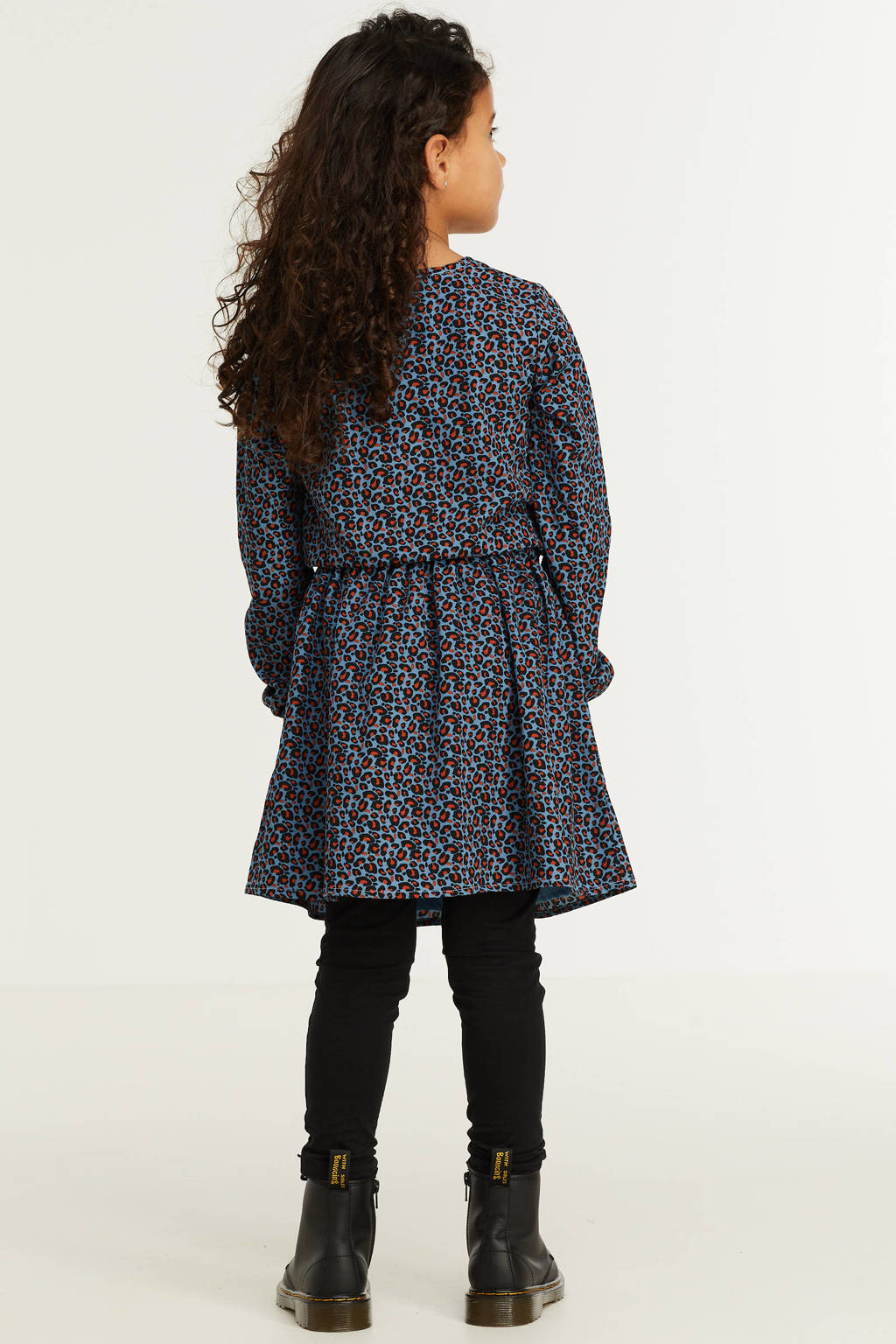 Zigga jurk met panterprint blauw/roestbruin