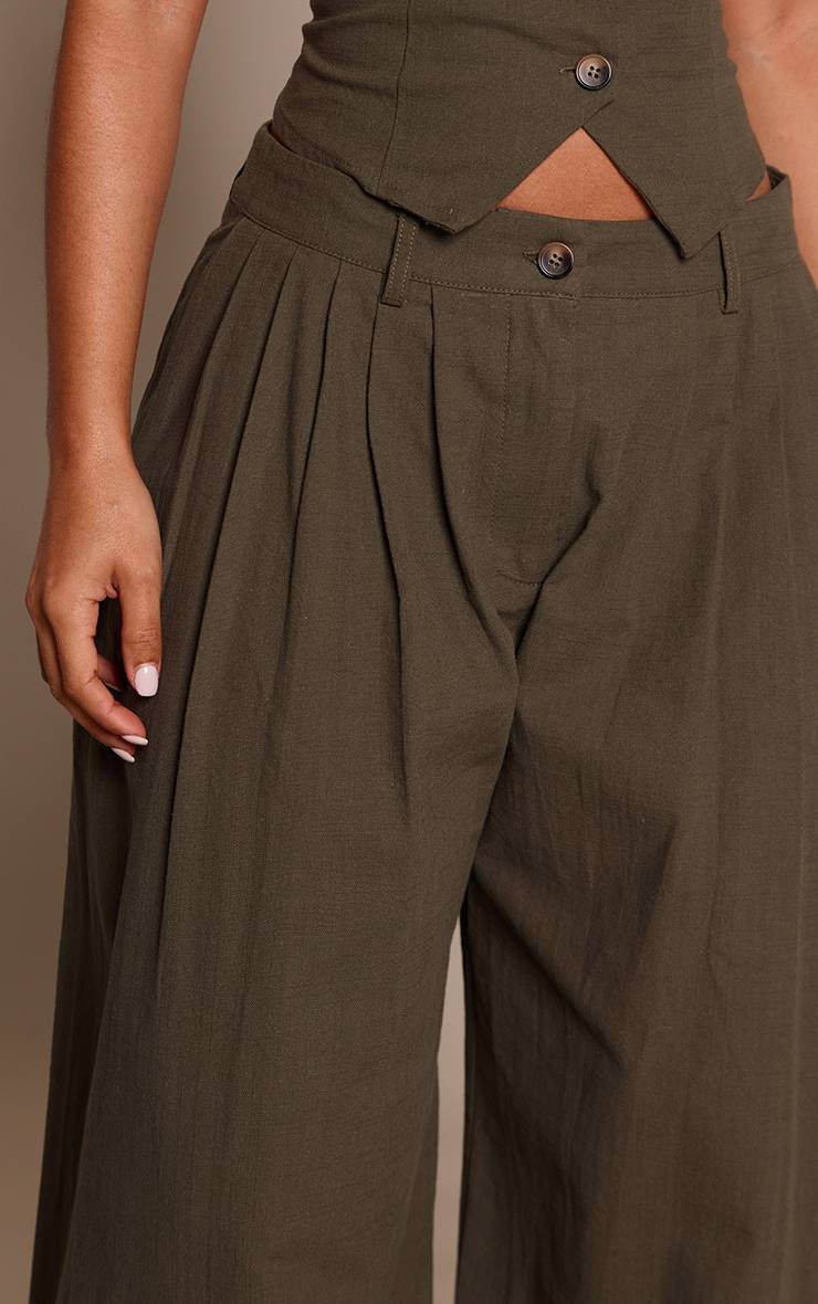 Dark Khaki Pantalon Large Aspect Lin Co-ord Petite