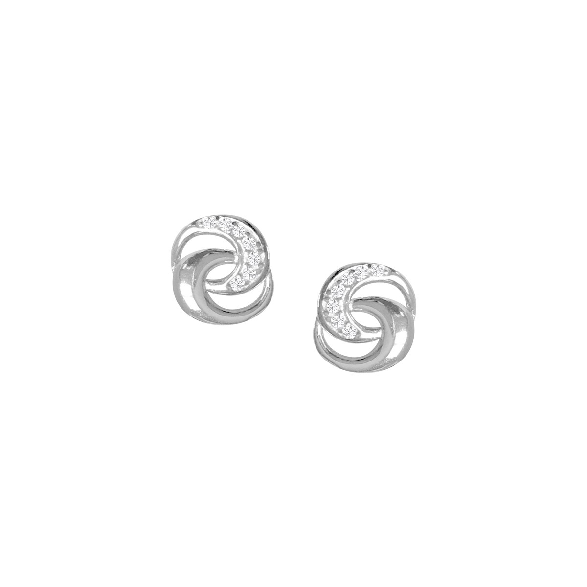 Boucles d'oreilles croissants entrelacés en argent 925 rhodié et oxydes de zirconium