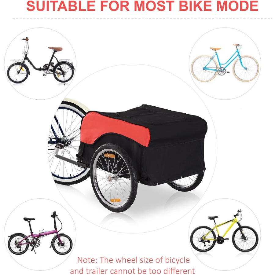 HOMCOM Transportanhänger fürs Fahrrad rot, schwarz
