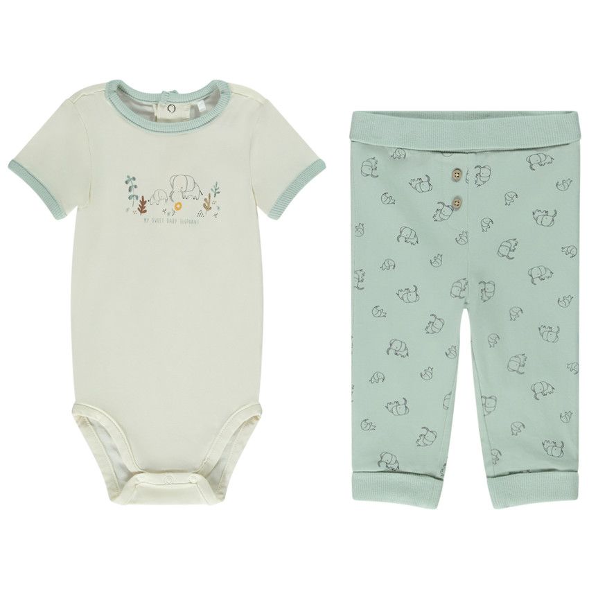 Ensemble 2 pièces avec caleçon évolutif pour bébé garçon - Ecru