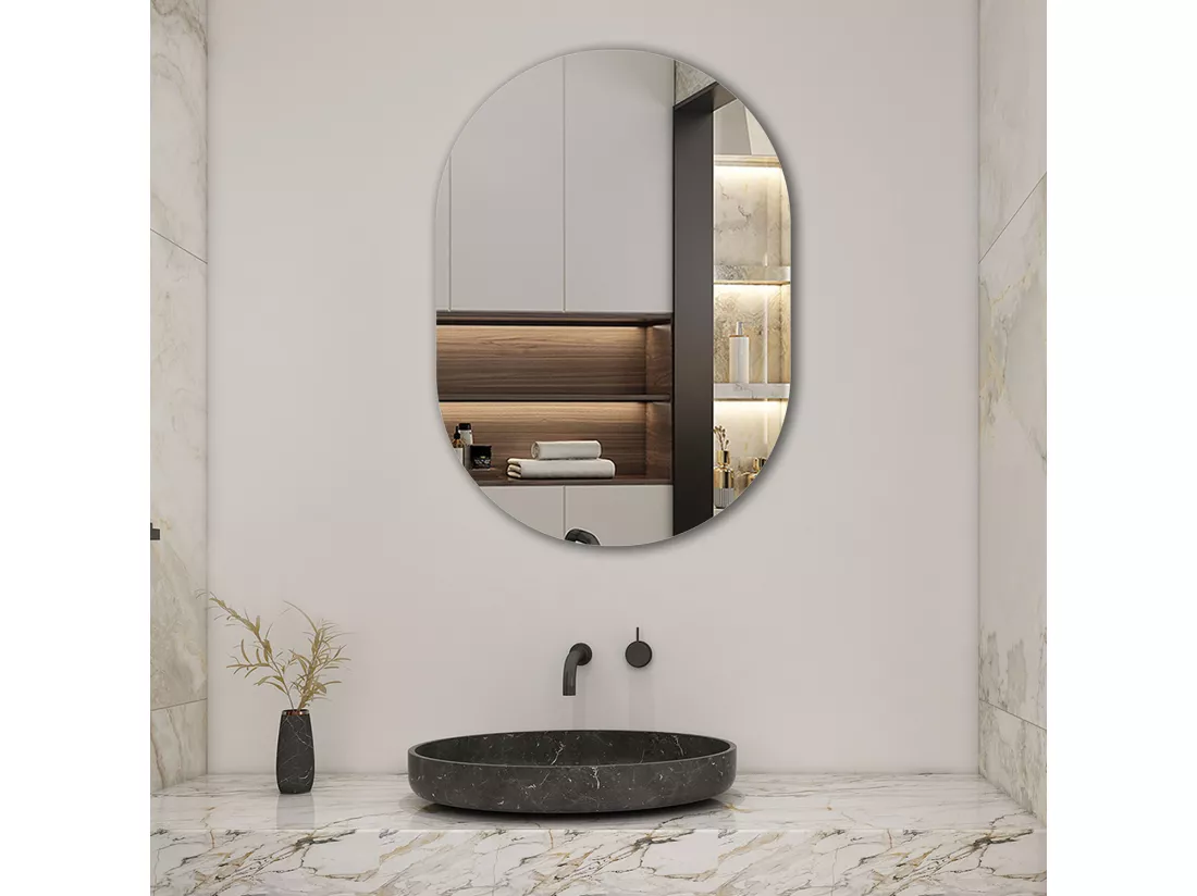 AICA Miroir non lumineux ovale 60 x 90cm, Mural Miroir salle de bain