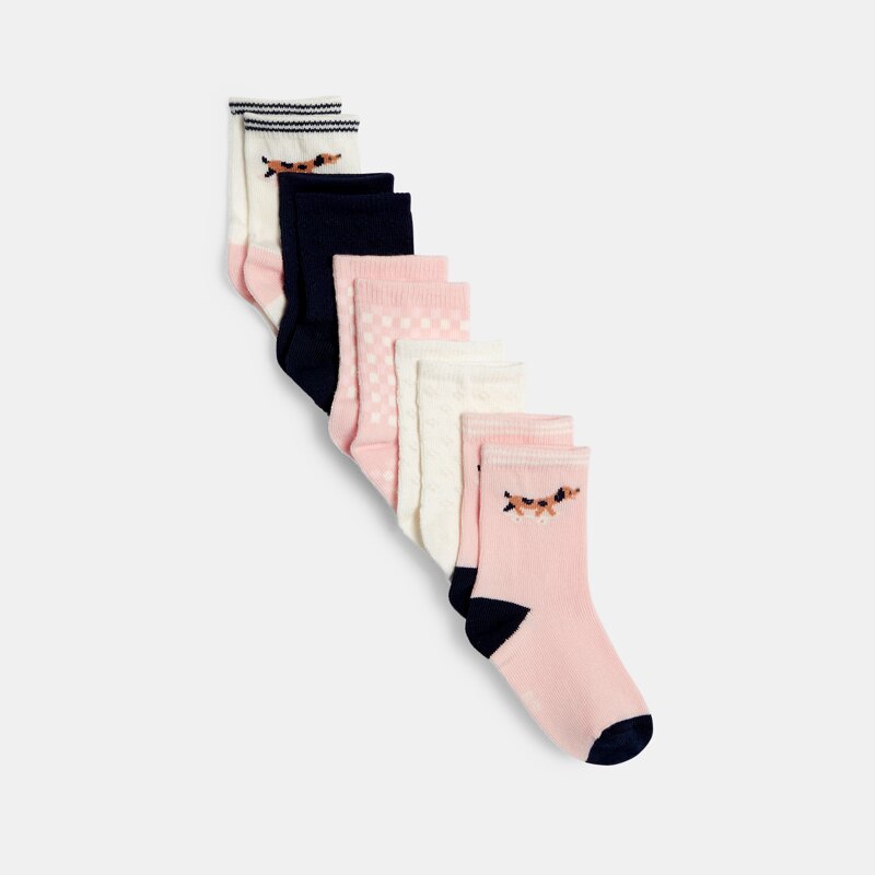 Chaussettes chiens rose bébé fille (lot de 5) Rose
