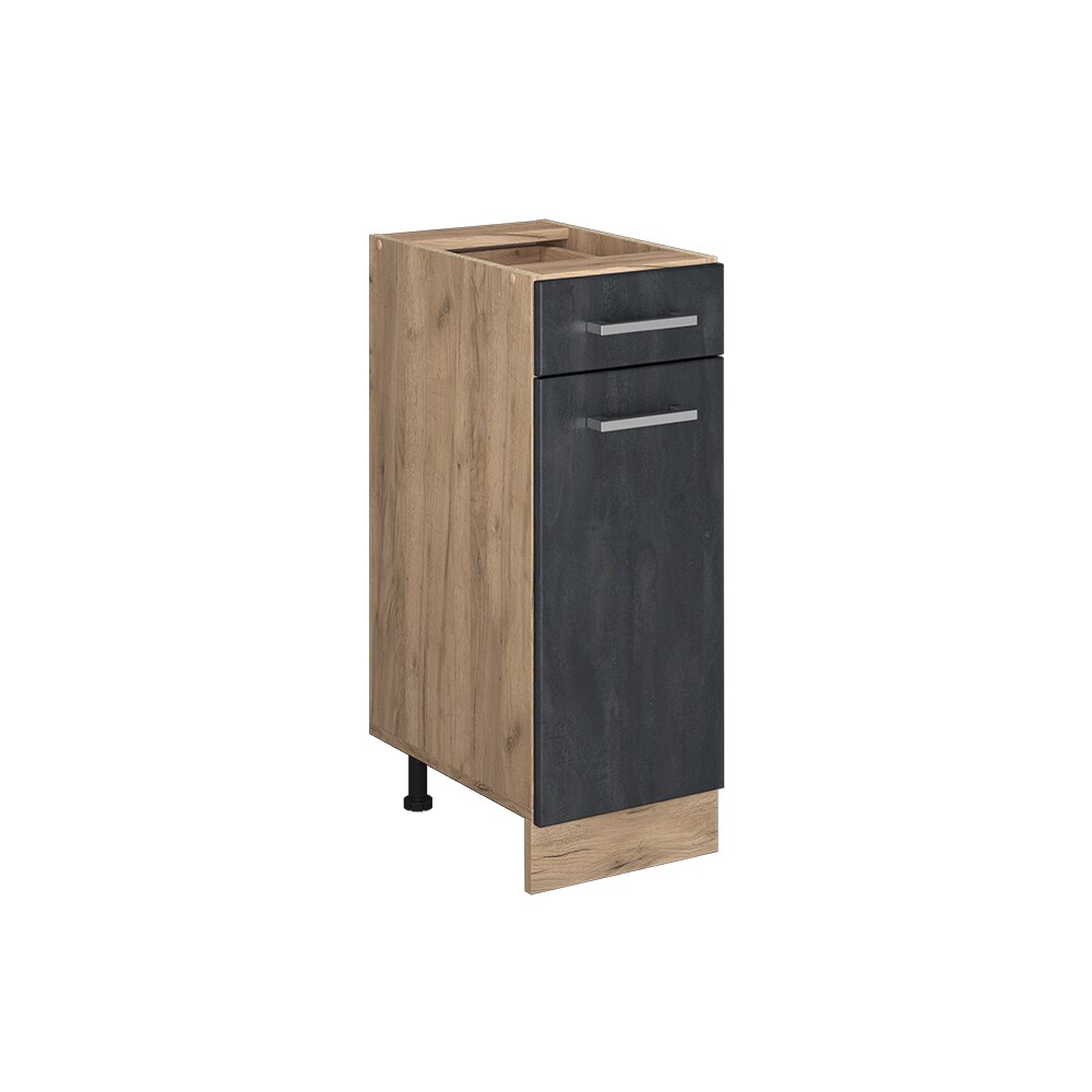 Vicco Schubunterschrank R-Line Schwarz Beton Eiche 30 cm mit Arbeitsplatte Anthrazit