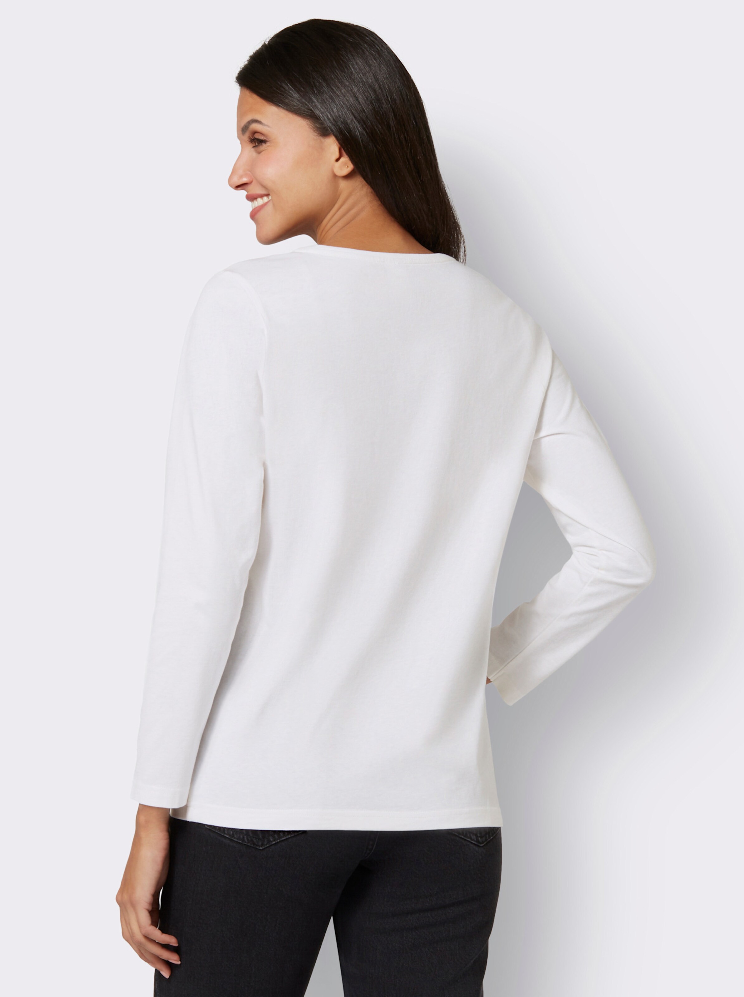 Langarmshirt mit silberfarbenem Print