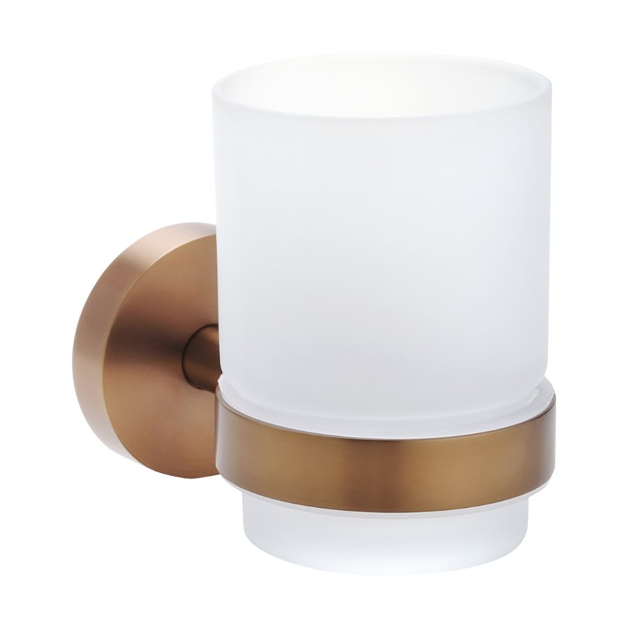 Sapho X-Round glashouder met glas koper geborsteld