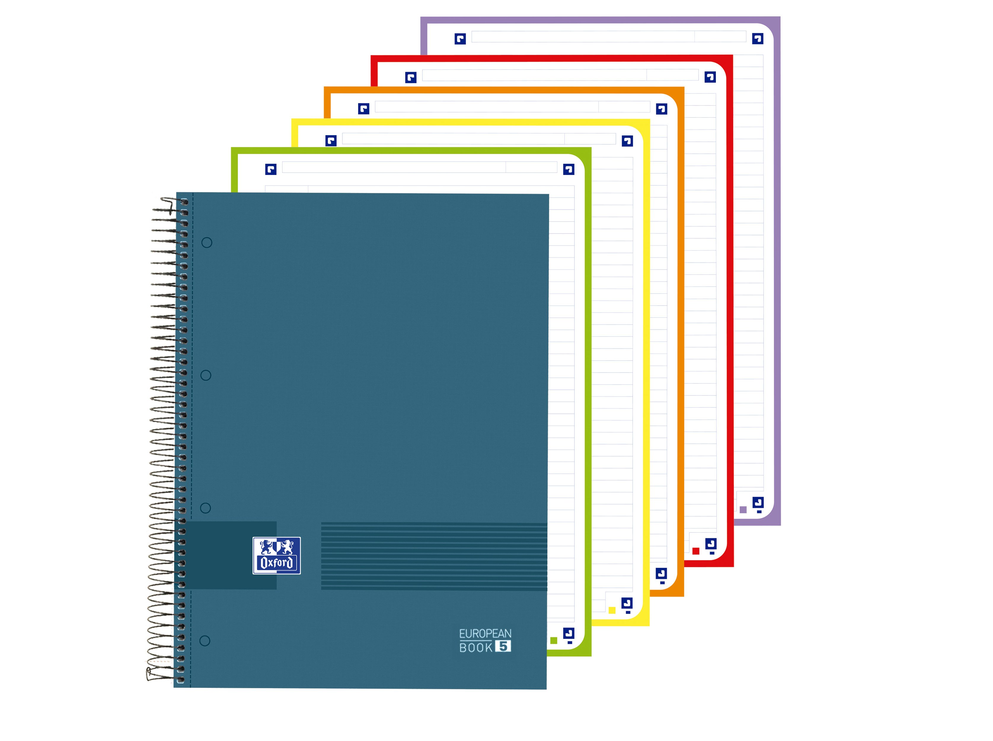 CADERNO ESPIRAL A4 PAUTADO OXFORD&YOU EUROBOOK CORES VIVAS 120 FOLHAS 90G CORES SORTIDAS