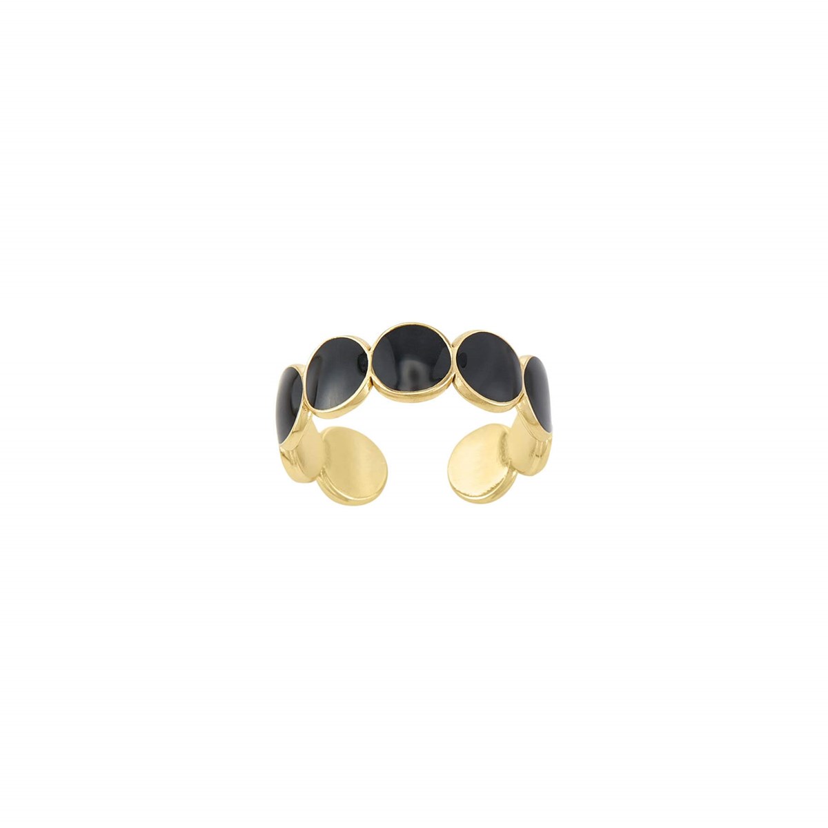 Bague Baia noire acier doré or
