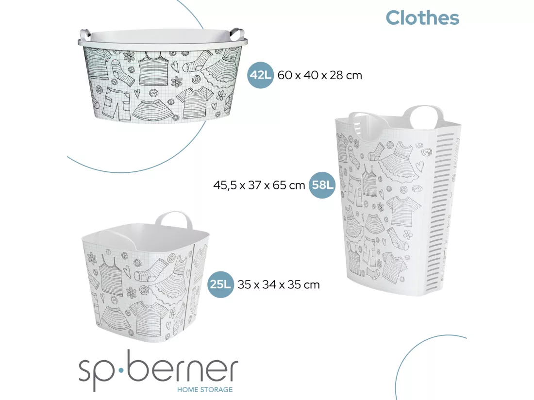 panier à linge panier à linge 58l vêtements 45,5x37x65