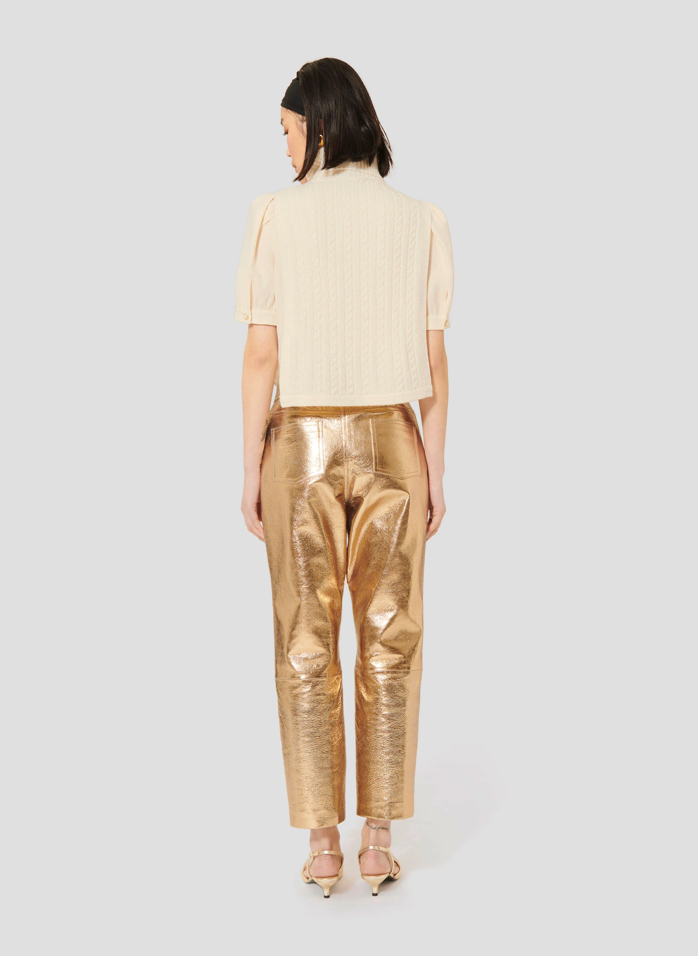 PIETRA - Pantalon droit en cuir | Jaune
