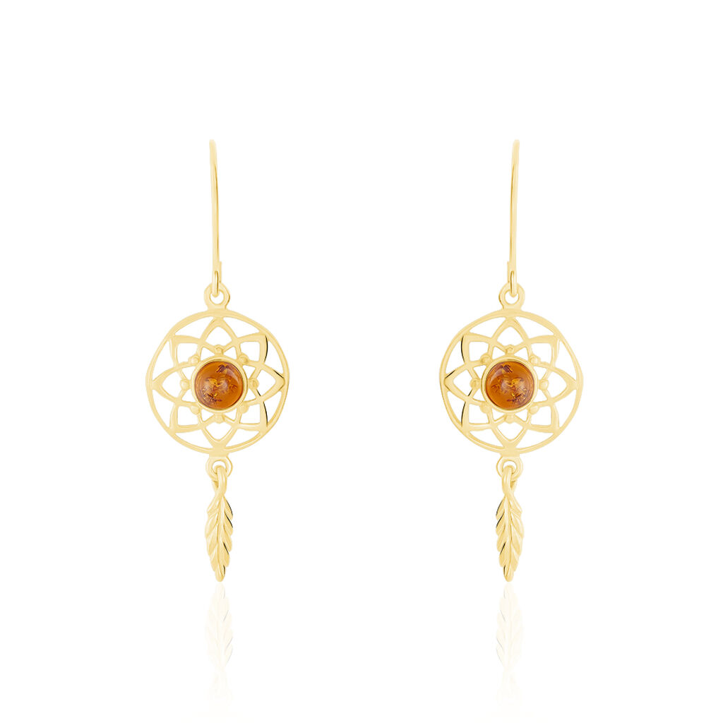 Boucles D'oreilles Pendantes Lona Argent Jaune Ambre