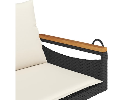 VIDAXL - Balancelle avec coussins noir 109x62x40 cm résine tressée