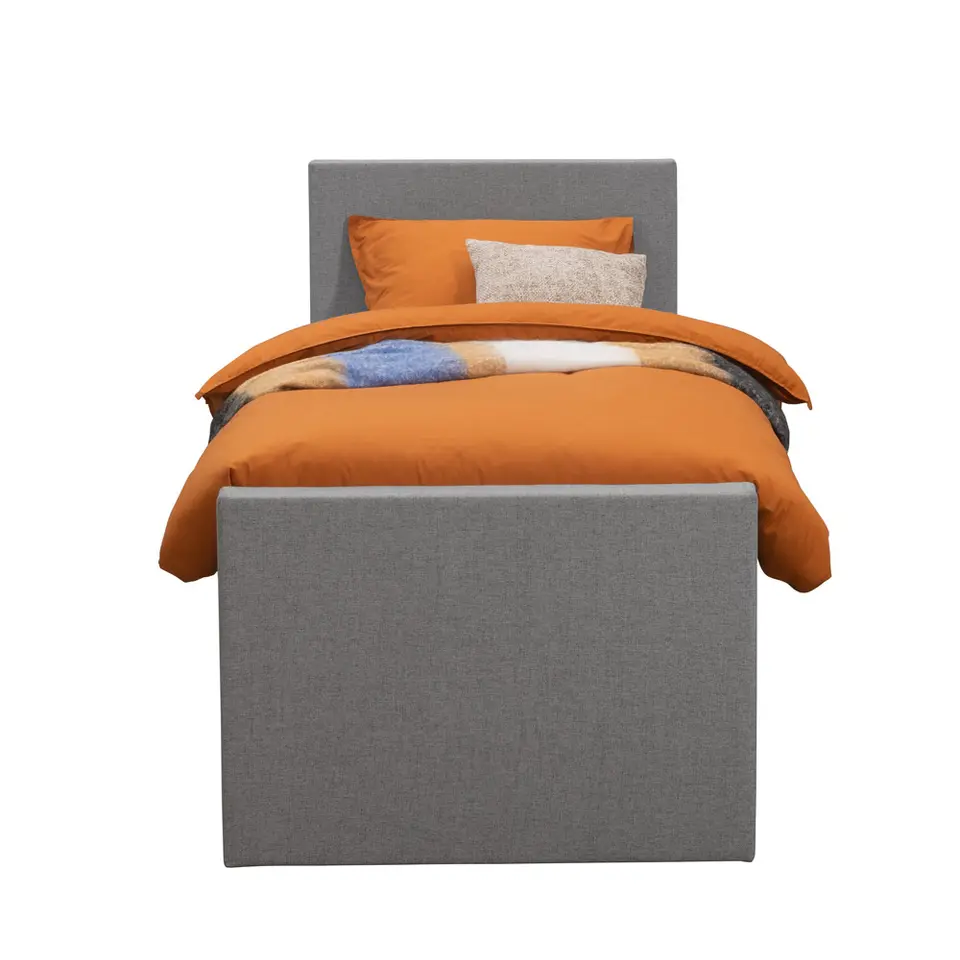 Boxspring met voetbord Liv egaal - lichtgrijs - 90x200 cm - ronde poot