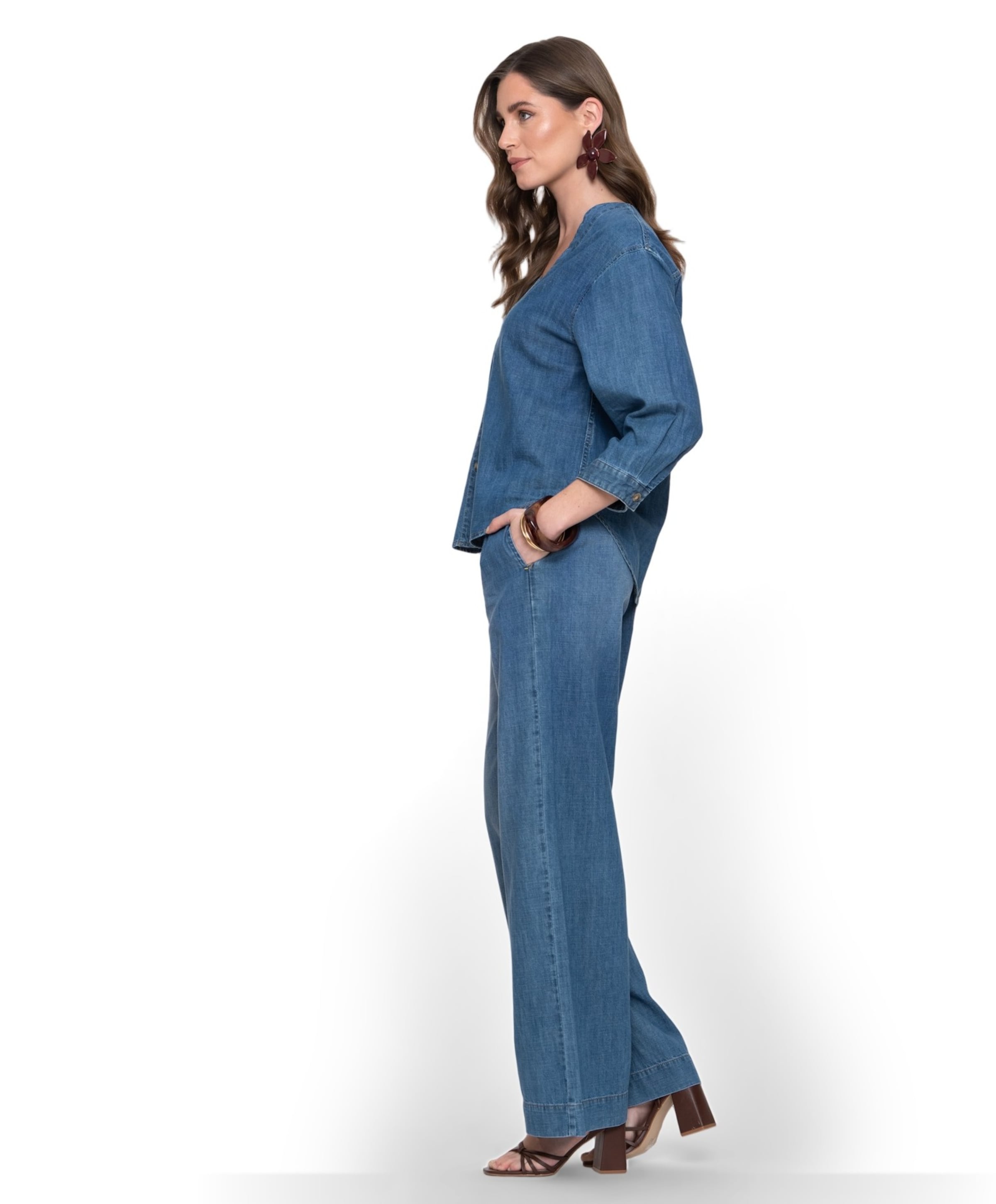 Geisha Wide dames jeans blauw
