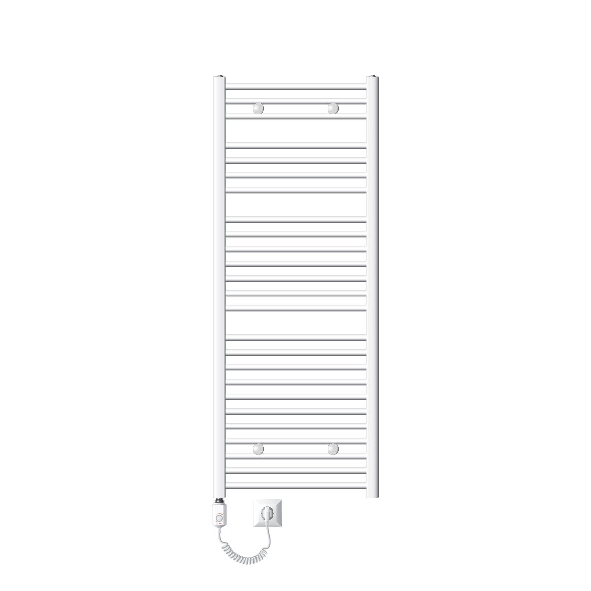 ECD Germany Elektrische badkamerradiator met 1200W verwarmingselement - Hoog rendement - 600 x 1500 mm - Wit - Recht met zijaansluiting - Radiator Handdoekverwarmer Handdoekdroger
