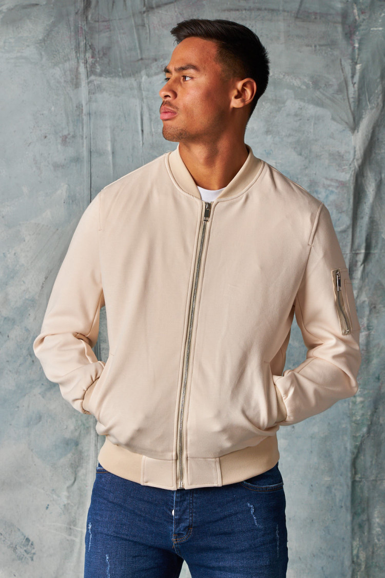 Bomber en suédine beige clair