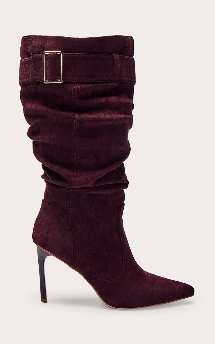 Prune Botte Haute À Talon Aiguille En Synthétique Froncée