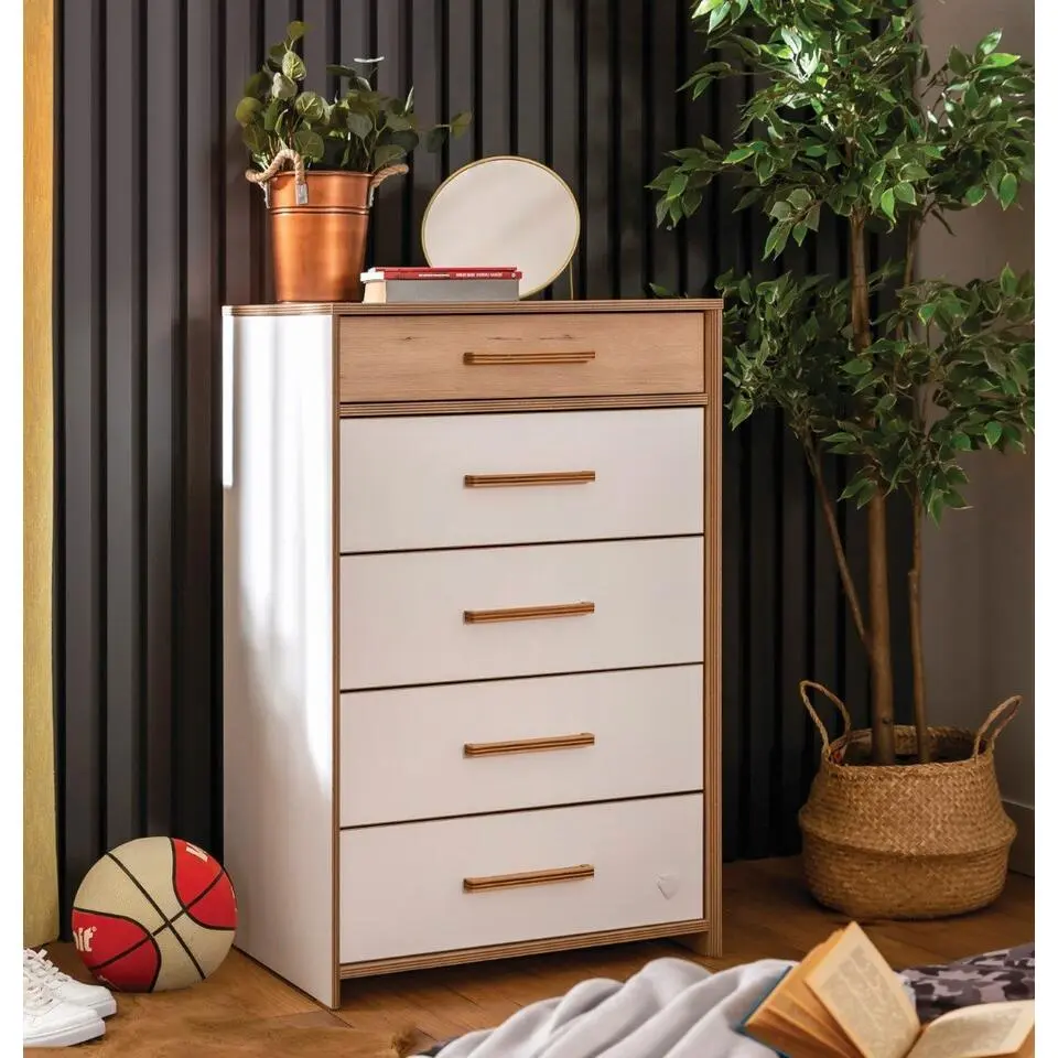 Cilek Modera hoge ladekast wit houtlook