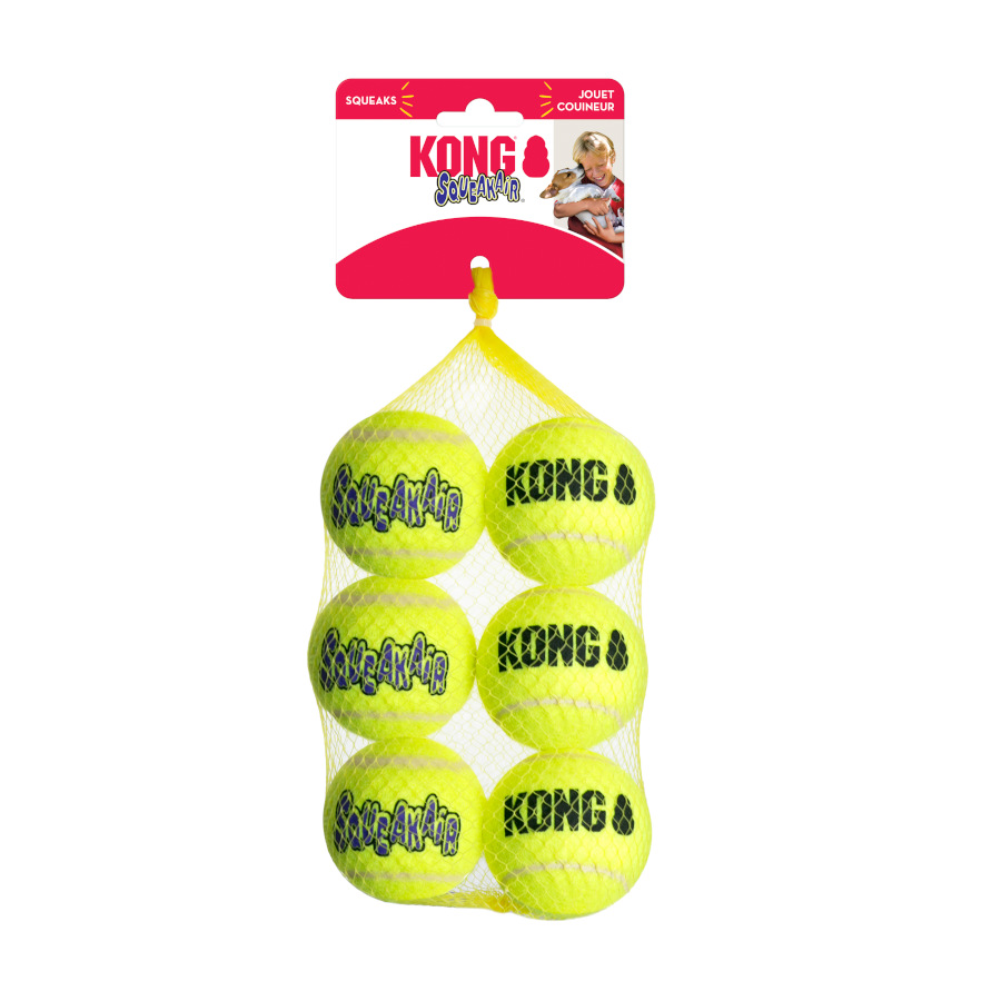 Bolas de tênis Kong SqueakAir para cães - Pacote com 6