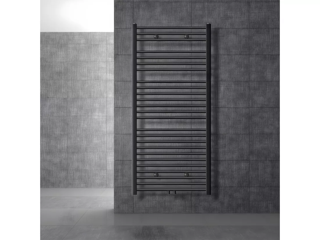 Radiateur sèche-serviette courbé acier anthracite connexion central 75x150 cm