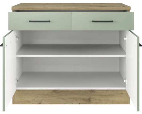 Flex Well onderkast met lade en draaideur Cara BxDxH 100 x 60 x 85 cm groen mat gedemonteerd
