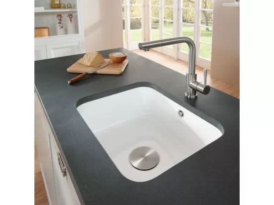 Evier 1 bac VILLEROY ET BOCH Cisterna 60C Blanc CeramicPlus avec vidage manuel