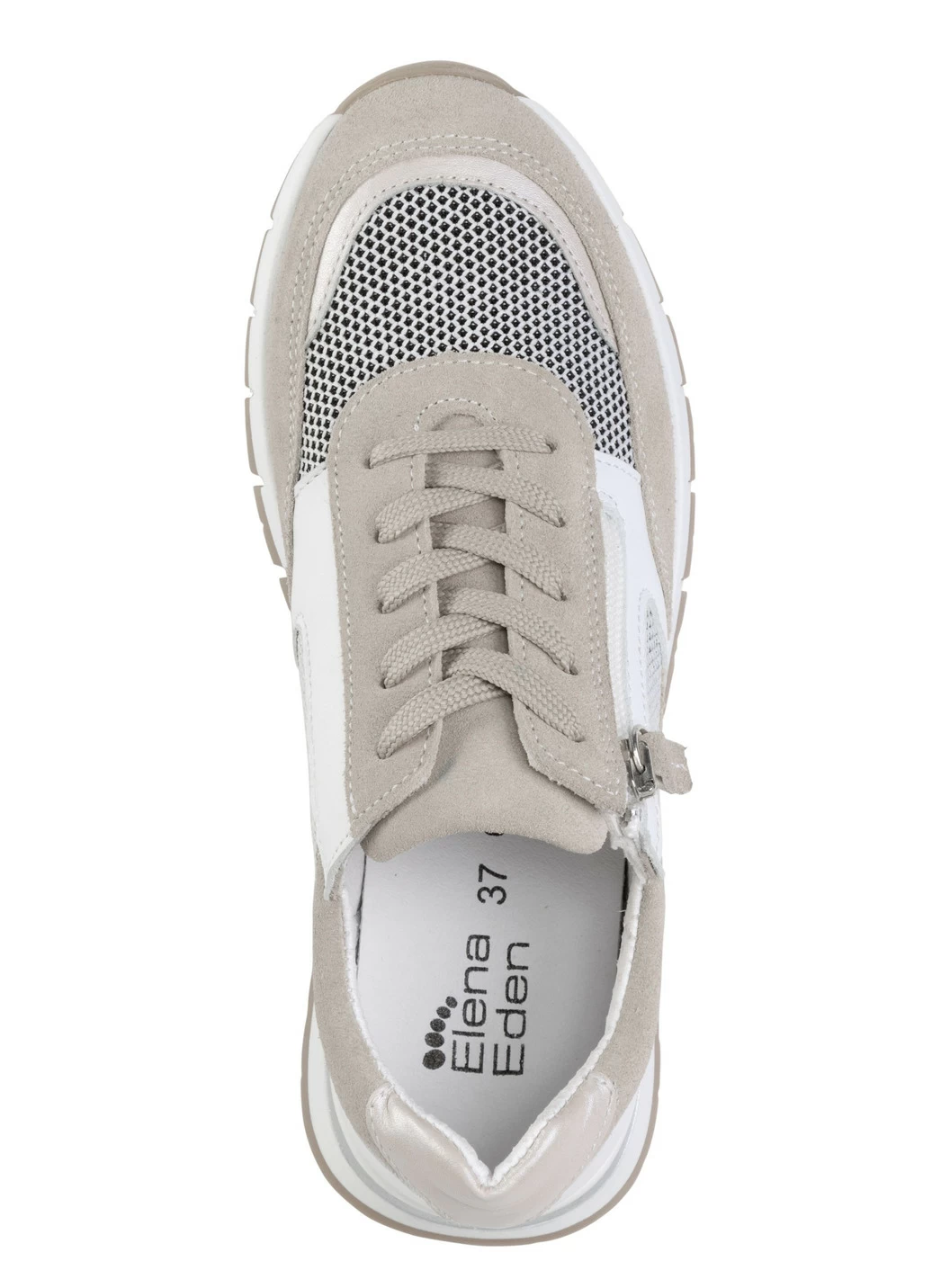 ELENA EDEN Sneaker aus Nappa-, Veloursleder und Textil in Netzoptik