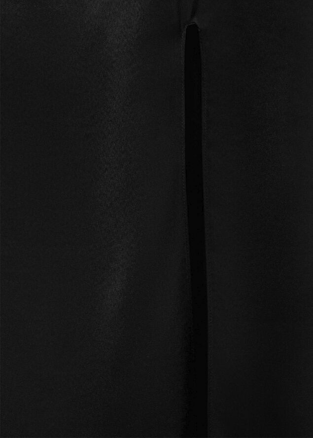 MANGO Side-slit satin dress Black