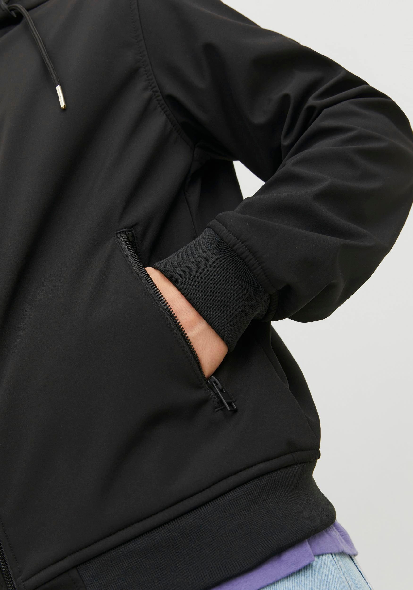 Jack & Jones Softshelljacke »JJEBASIC mit wasserabweisender Funktion« mit Kapuze mit Kordelzug
