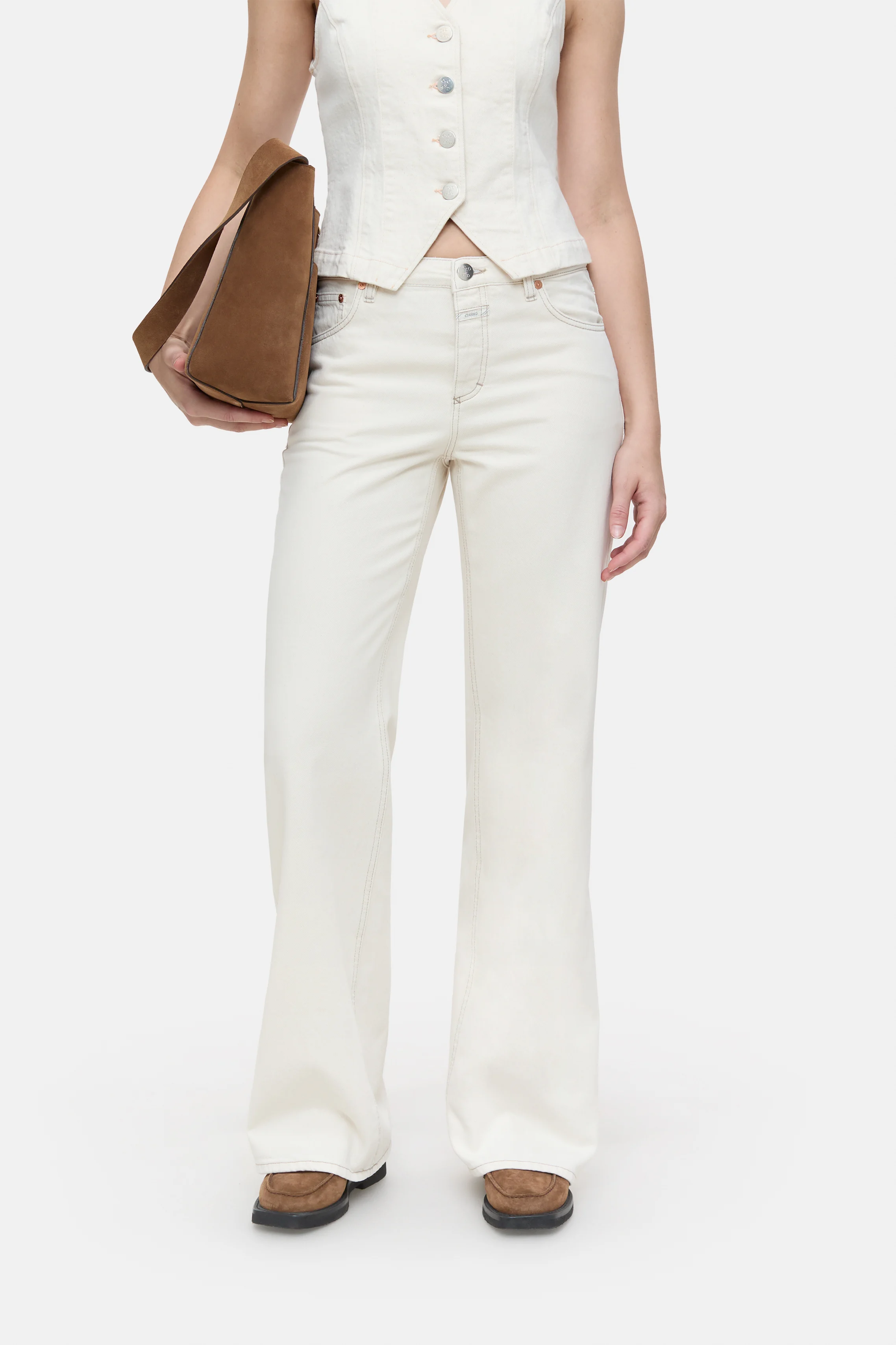 GILLAN - Jean large en coton| Beige