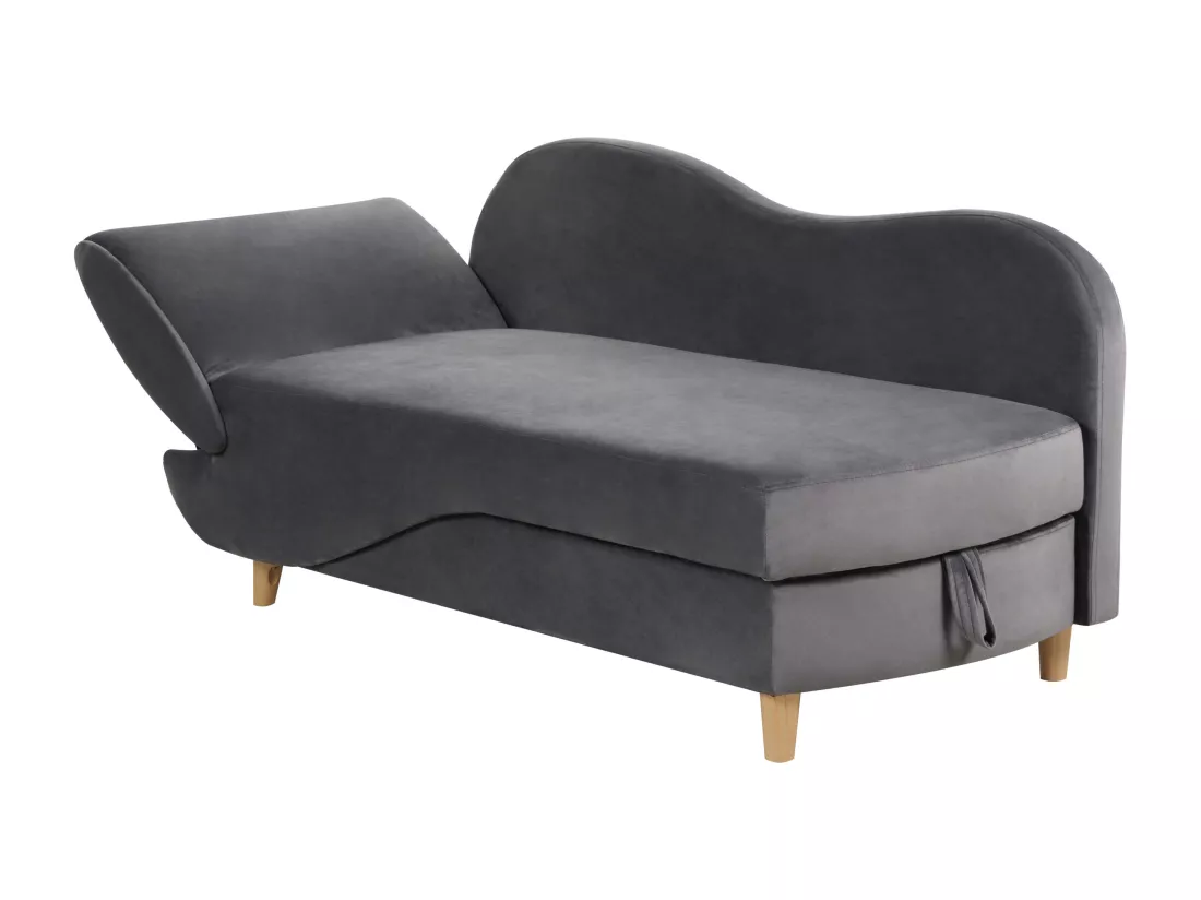 Chaise longue en velours côté droite gris foncé MERI II