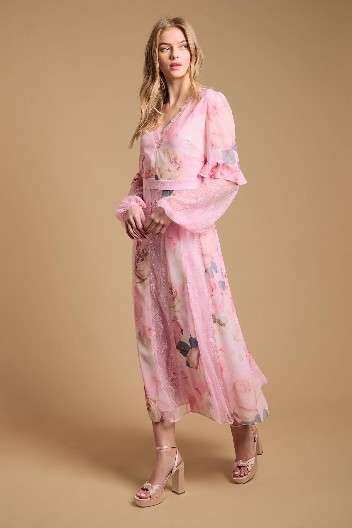 Oasis Robe Midi À Empiècements De Dentelle